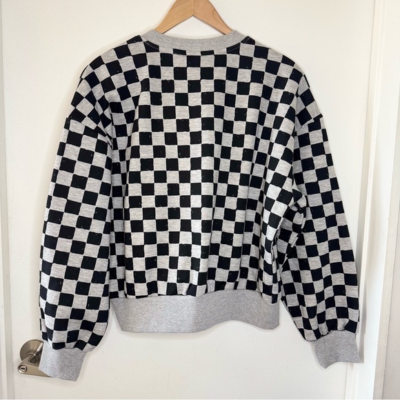 VANS Checkerboard Retro Crew Sweatshirt Women’s X Small Black & Gray NEW MOD Emo - Picture 6 of 6